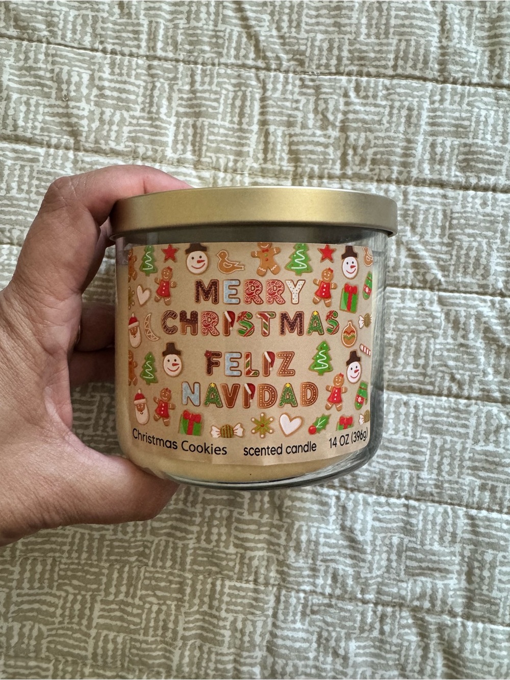 Merry Christmas / Feliz Navidad Gold-Lid Christmas Cookies Scented Candle